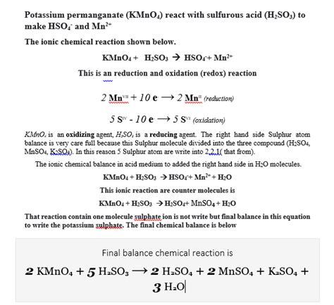 SOLVED: Acidified Potassium Permanganate Solution (KMnO4), 60% OFF