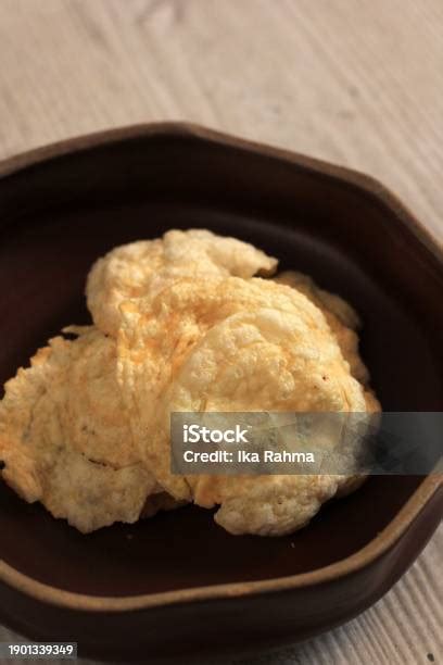 Emping Melinjo Is Indonesian Traditional Crackers In A Brown Bowl Made From Melinjo Or Belinjo ...