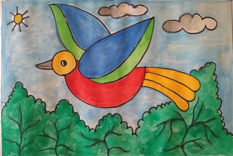 Flying Bird Drawing For Kids