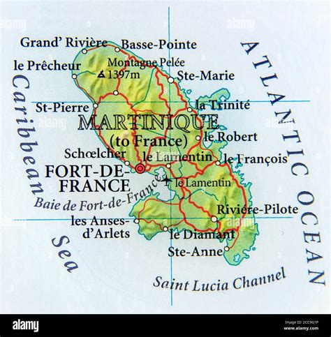 carte geographique de la martinique photo stock alamy