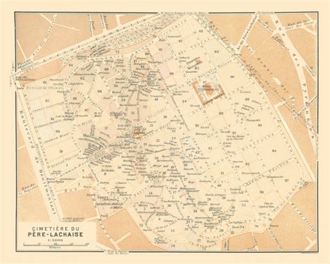 International Map - Pere Lachaise Cemetery - Paris - Baedeker 1911 - 28 ...