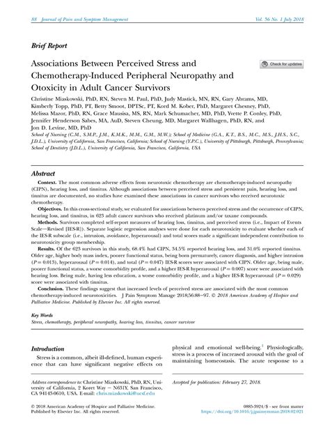 Associations Between Perceived Stress And Chemothe Brief Report