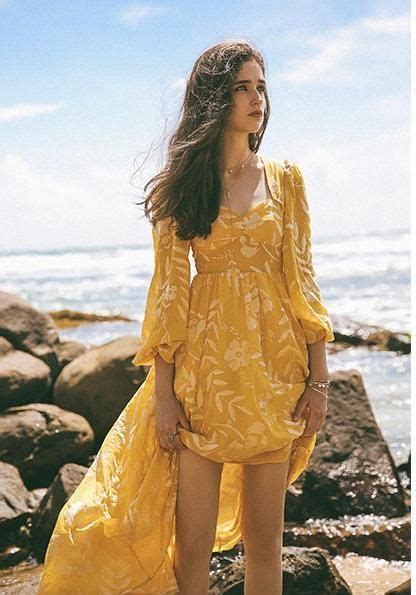 Since Then Yellow Boho Dress Yellow Boho Dress Yellow Beach Dress Floral Dresses Long