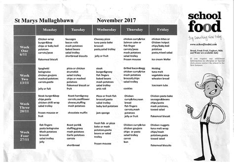 November Dinner Menu St Marys Primary School