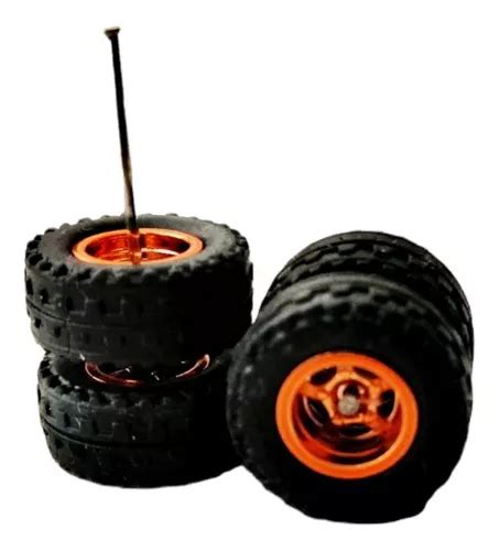 Set Llanta Goma Custom Off Road 4x4 Hot Wheels 6 Rayos 14mm Meses Sin Intereses
