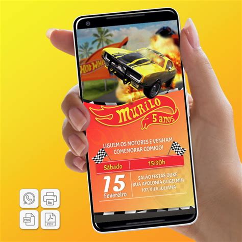 Convite Digital Infantil Hot Wheels Elo Produtos Especiais