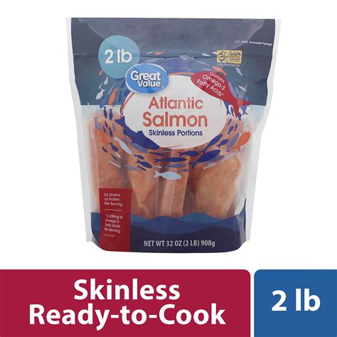 Great Value Skinless Atlantic Salmon Portions Lb Bag Frozen Fish