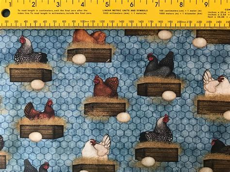 Chickens 100% Cotton Fabric Chickens on Nest Mask Fabric | Etsy