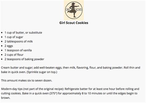 First Girl Scout Cookie Recipe — Girl Scouts 100th Anniversary Of