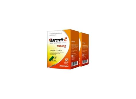 Kit 2 Caixas Ascorvit C Vitamina C 1000Mg 60 Cápsulas Maxinutri o