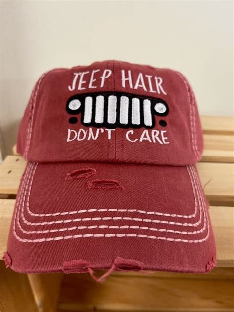 Ball Cap Vintage Jeep Hair Don T Care Harbor View Designs And Ts