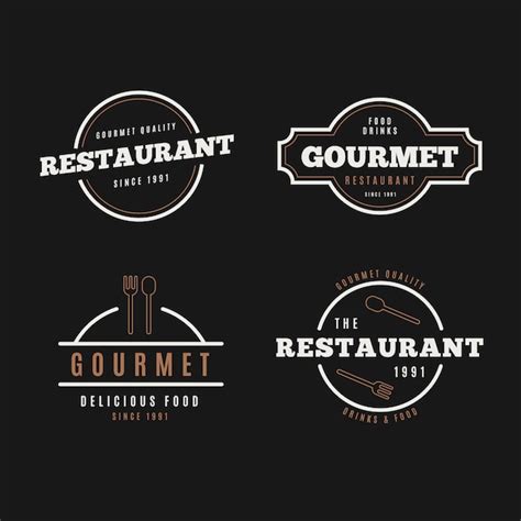 Free Vector | Restaurant retro logo collection on black background