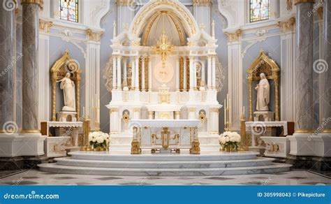 Sanctuary Catholic Church Altar Stock Illustration Illustration Of