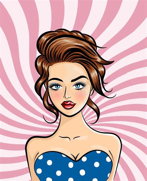 A Beautiful Young Woman In Retro Pop Art Style Vector Illustration Stock Vector Illustration