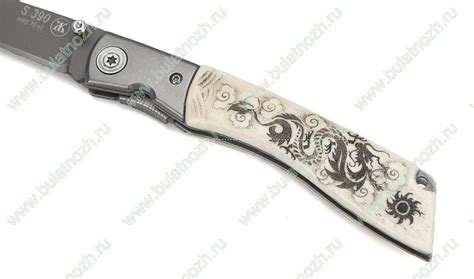 Складной нож Ласка (сталь S390, клык Моржа, скримшоу) купить в интернет ...