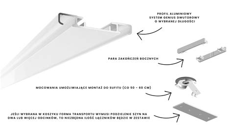 Genius Dwutorowa Aluminiowa Szyna Sufitowa Strefa Comfortu Oficjalny