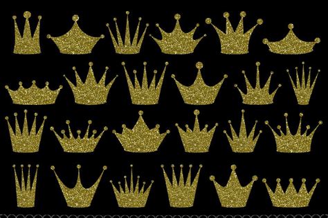 Gold Glitter Crown ClipArt Pack Graphic by ladyjdesignstore · Creative ...