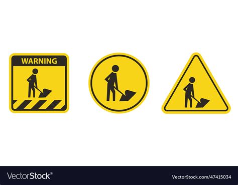 Caution men at work symbol sign isolate on white Vector Image