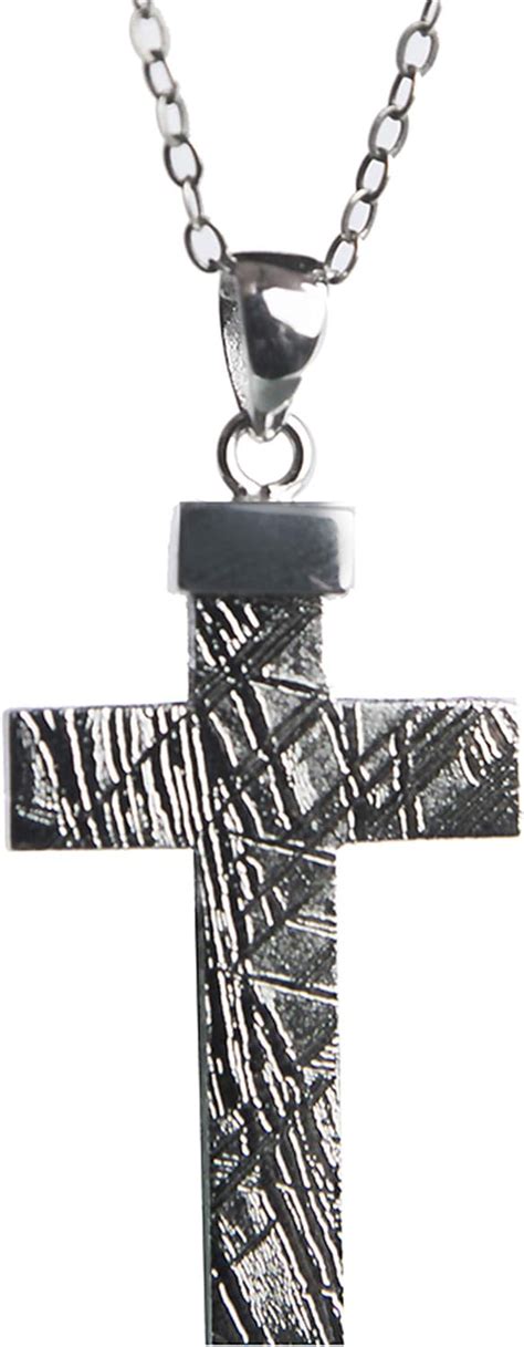 Amazon Lizifang Natural Gibeon Meteorite Cross Shape Silver Plated