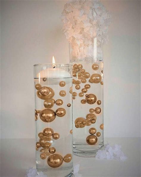 Gold Floating Candles Set Of Floating Pearls Gold Floating