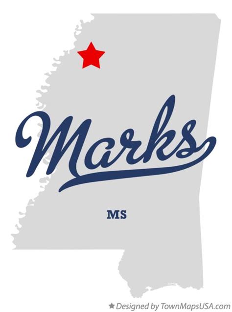 Map of Marks, MS, Mississippi