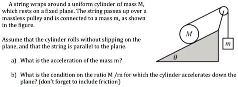 Solved A String Wraps Around Uniform Cylinder Of Mass M Which Rests