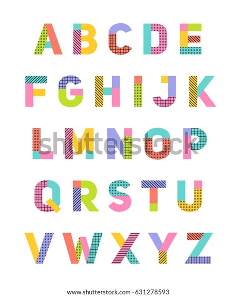 Creative Colorful Geometric Uppercase Alphabet Memphis Stock Vector