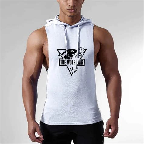 Brand Fitness Running Vest Men Bodybuilding Clothing Hooded Workout