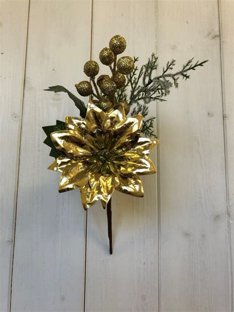 METALLIC POINSETTIA BERRY PICK 2 COLS ASS Florelle