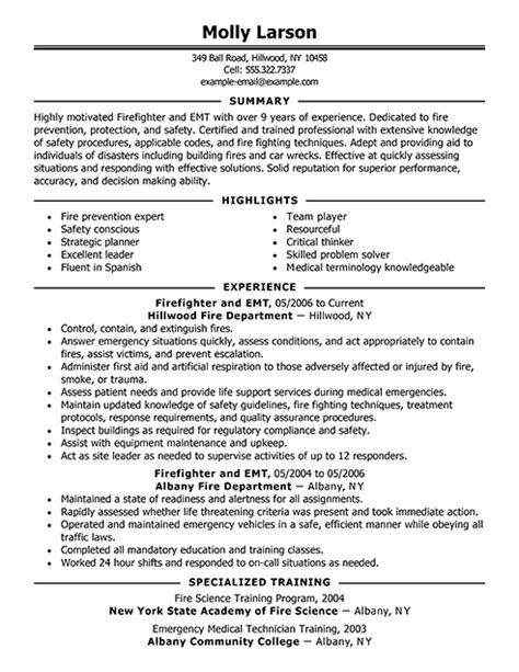 Professional Firefighter Resume Examples For Livecareer