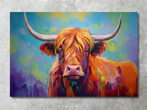 Highland Cow Painting, Highland Cow Wall Art, Highland Cow Artwork ...