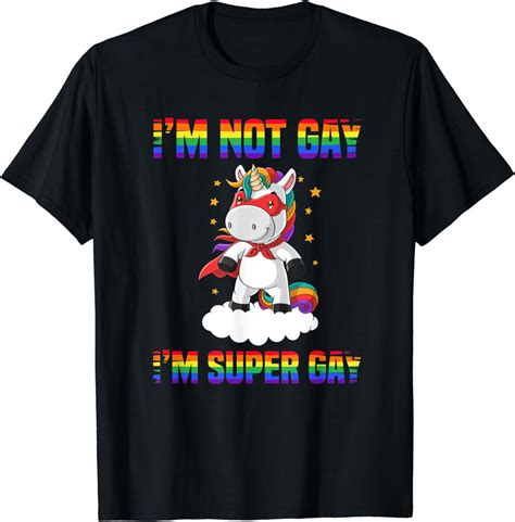 Amazon I M Not Gay I M Super Gay Unicorn LGBT Flag Gay Pride LGBTQ T Shirt Clothing