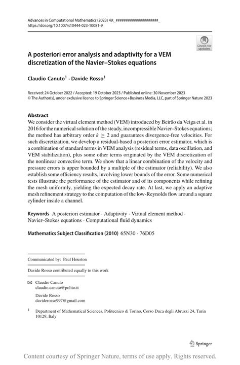 A Posteriori Error Analysis And Adaptivity For A Vem Discretization Of