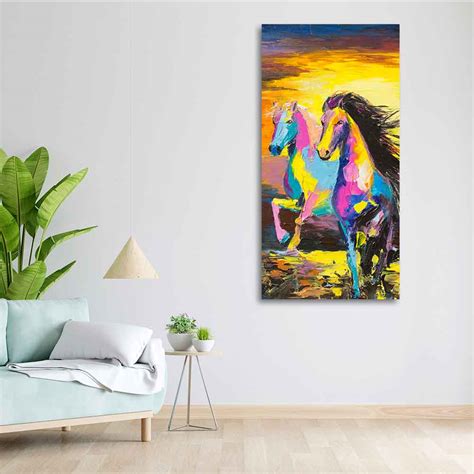 Premium Wall Painting of Horses Running in Sunset – Vibecrafts