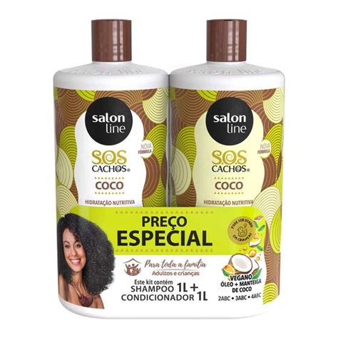 Kit SOS Cachos Coco Shampoo E Condicionador 1L Salon Line Kit Shampoo