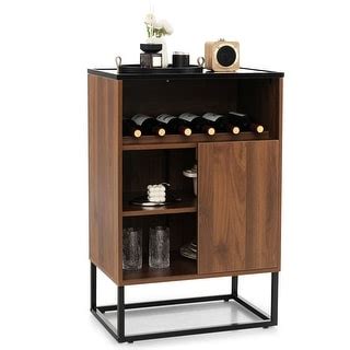 Wine Storage Cabinet Buffet Sideboard With Adjustable Shelf And Sliding