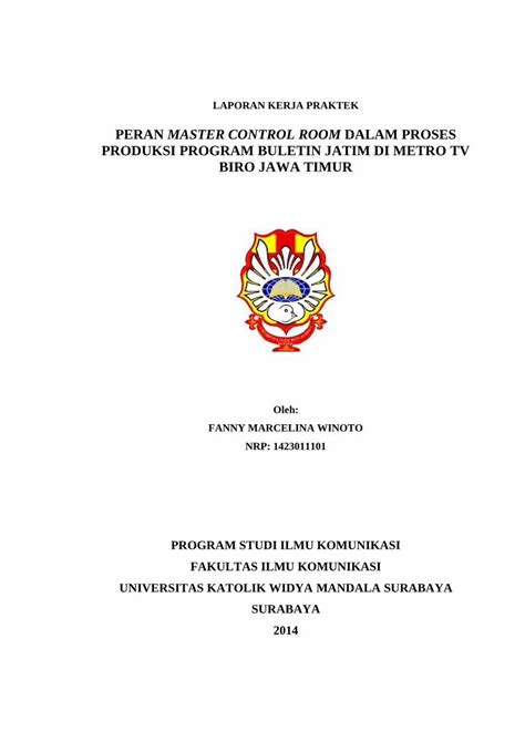 Pdf Peran Master Control Room Dalam Proses Produksi Repository Wima