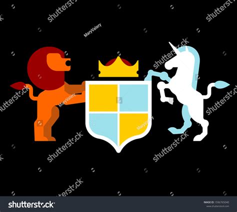 Lion Unicorn Shield Heraldic Symbol Sign Stock Illustration 1596765040 ...