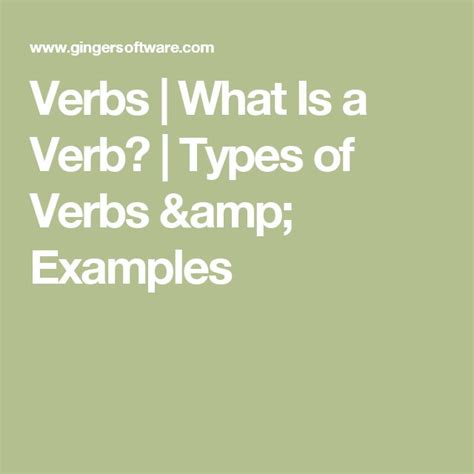 English Grammar Rules - Verbs | Verb examples, Types of verbs, Grammar ... 