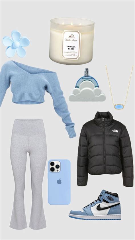 school blue outfit aesthetic y2k lana del rey coquette baddie nike air jordan grey flare ...