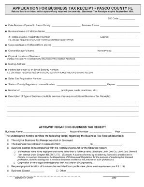 Fillable Online Business Tax Application Lee County Tax Collector Fax