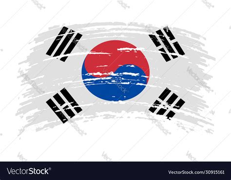 South Korea Flag In Grunge Brush Stroke Royalty Free Vector