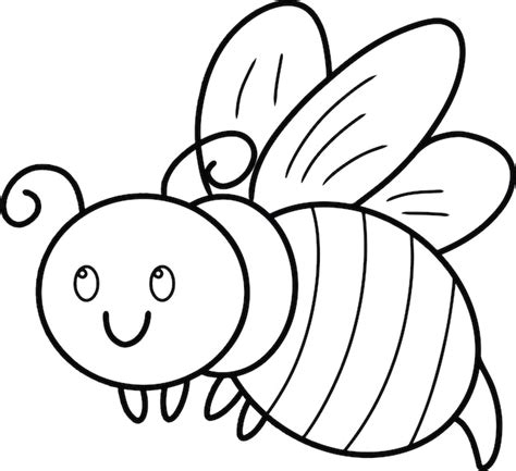 Lindo Libro Para Colorear De Abeja Vector Premium