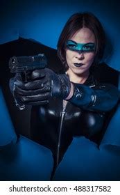 Brunette Black Latex Dress Stock Photo 488317582 Shutterstock