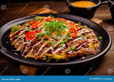 Okonomiyaki. Traditional Japanese Dishes Stock Illustration ...