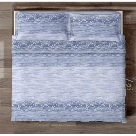 Feuilles Compl Tes Rhombus Bleu En Coton Pur Made In Italy Carr Et