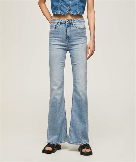 Pepe Jeans Willa Jeans Flare A Vita Alta Light Denim Donna Jeans