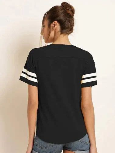 Half Sleeve Women Black Cotton T Shirt Casual Wear Size S Xxl At Rs