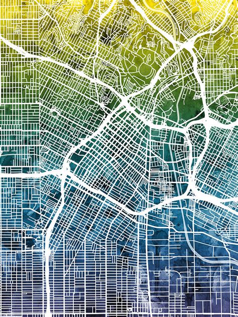 Los Angeles City Street Map Digital Art by Michael Tompsett