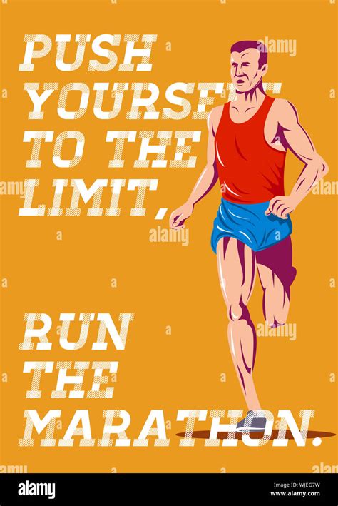 Poster greeting card illustration showing a marathon runner running ...